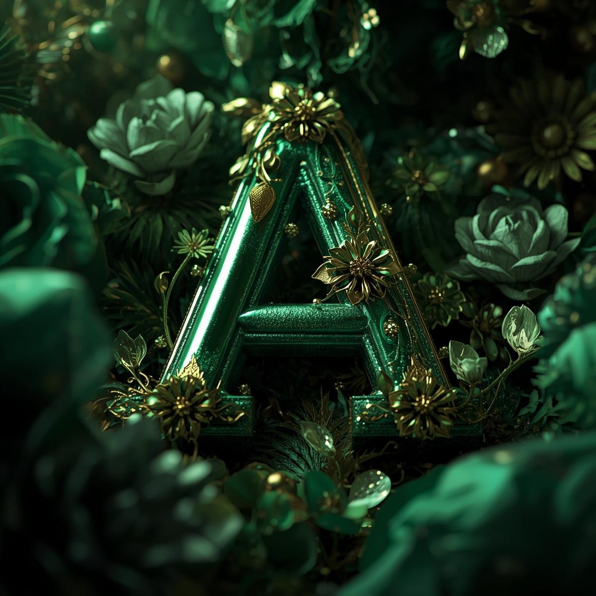 Luxury green metalic 3D letter A