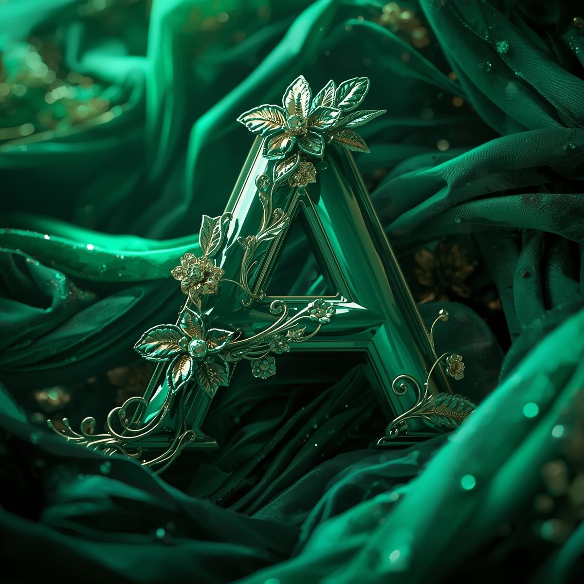 green metalic letter A