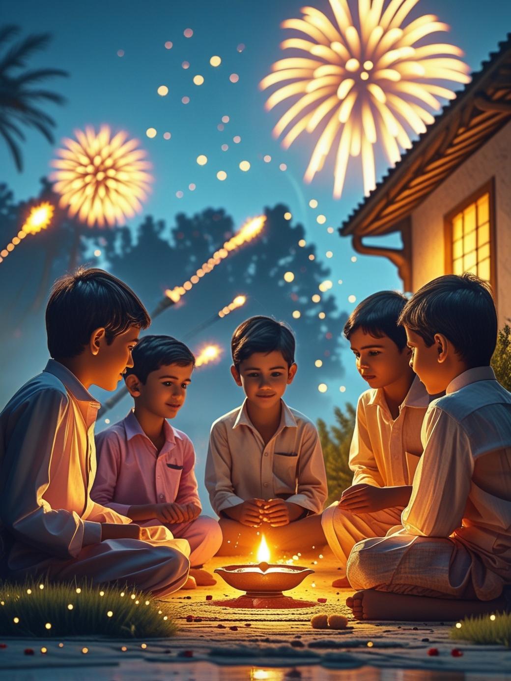 kids in diwali festival
